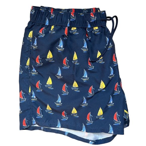 ASOS design — Men's Swim Trunks With Nautical Print Short Length Size Large - Picture 4 of 5